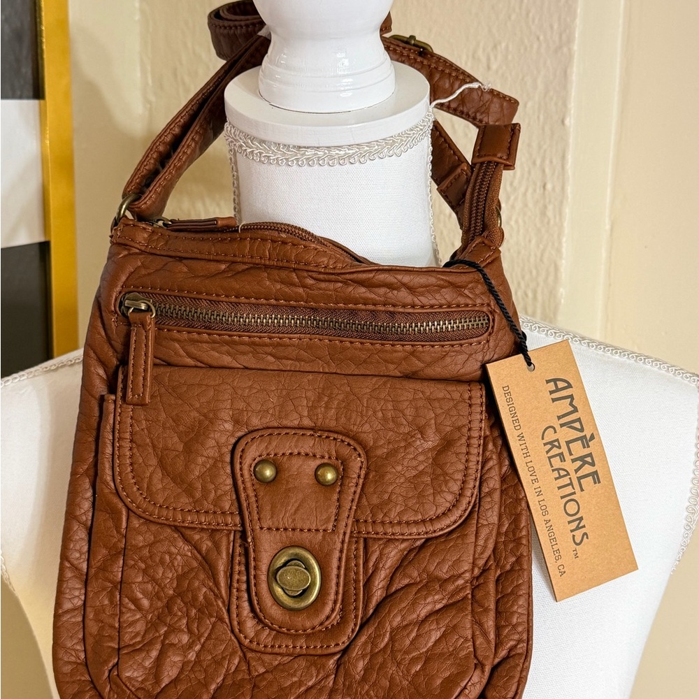 Ampere Creations Brown‎ Leather Crossbody Bag